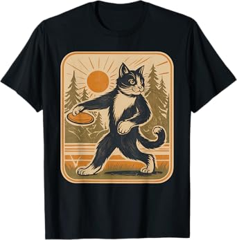 Disc Golf Cat Vintage Funny Cat Disc Golf Men Women Kids T-Shirt