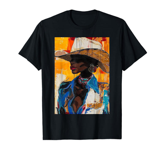 Black Cowgirl African American Melanin Western Rodeo Cowboy T-Shirt