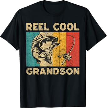 Father's Day Present Funny Fishing Reel Cool Grandson T-Shirt