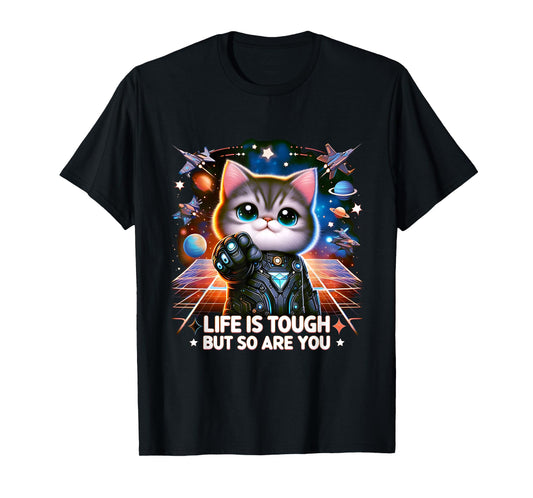 Life is Tough But So are You - Motivational Funny Cute Cat T-Shirt