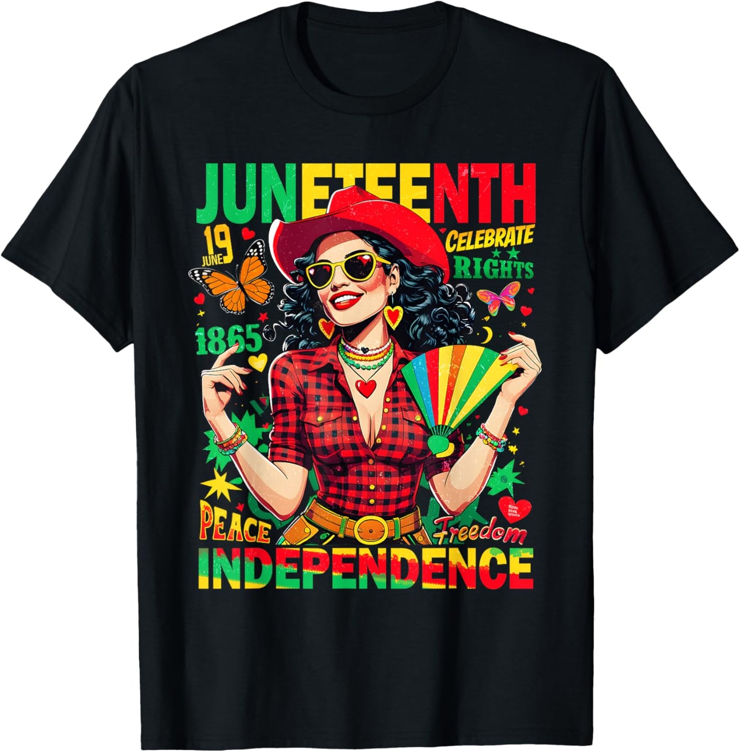 Juneteenth Freedom and Justice Celebration Black Queen T-Shirt