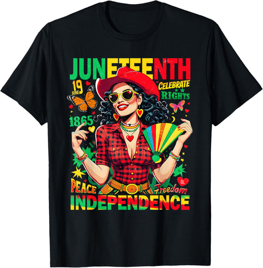 Juneteenth Freedom and Justice Celebration Black Queen T-Shirt