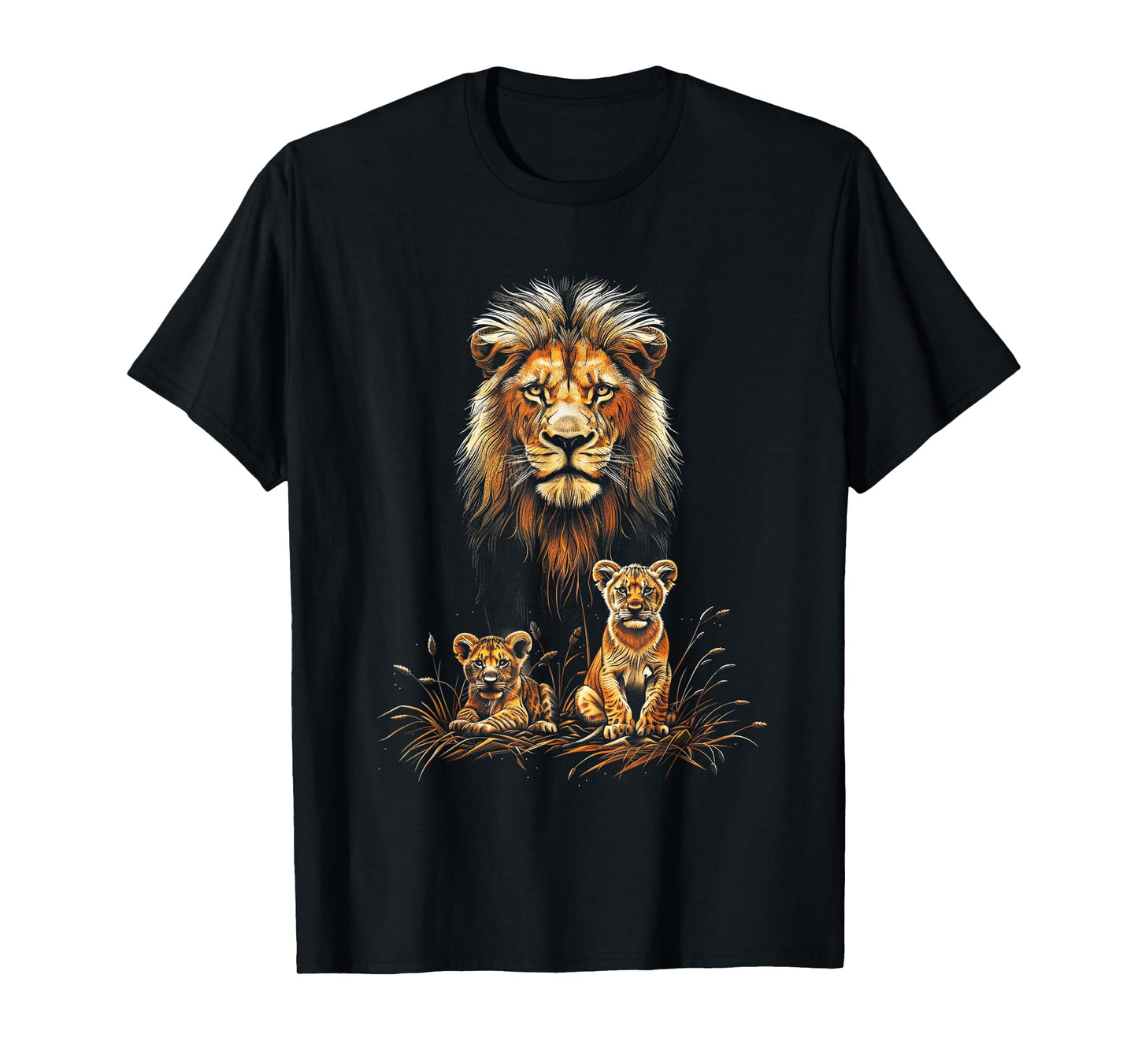 Lion Father Cubs Majestically Wildlife Jungle T-Shirt
