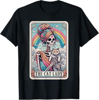 The Cat Lady Tarot Card Skeleton Mom Cat Lover Mothers Day T-Shirt