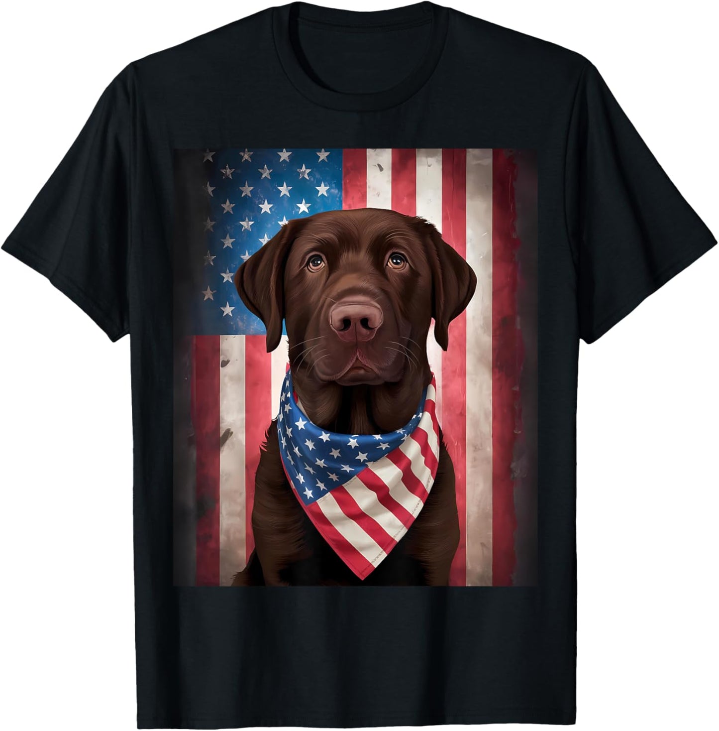 American Chocolate Labrador American Flag 4th of July Dog T-Shirt
