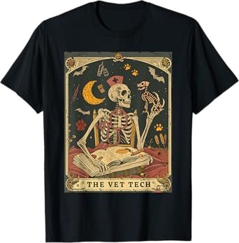 Veterinary Medicine Skeleton Tarot Vet Halloween Vet Staff T-Shirt