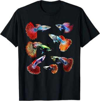 Aquarium Tropical Fish Guppies Co. Fancy Mosaic Guppy Fish Lover Forever Multicolor Graphic T-Shirt