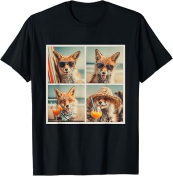 Cool Foxes with Sunglasses Beach Animals Vacation Summer T-Shirt