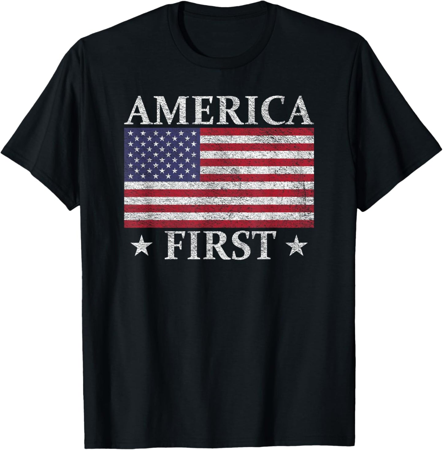 AMERICA FIRST USA AMERICAN FLAG PATRIOT STARS AND STRIPES T-Shirt