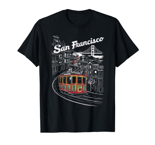 Historic San Francisco Cable Car Vintage SF Illustration T-Shirt