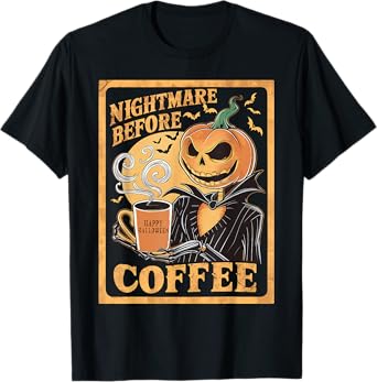 Nightmare Before Coffee Christmas Skeleton Funny Halloween T-Shirt