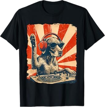 German Shorthaired Pointer DJ House Music Retro Dog Lover T-Shirt