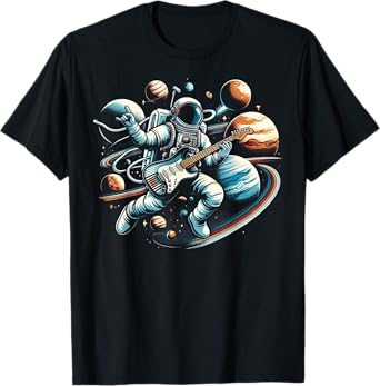 Guitar Astronaut Astronomer Planets Universe Outer Space T-Shirt