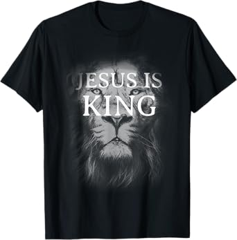 Christian Jesus is King Lion Design Faded Distressed Vintage T-Shirt