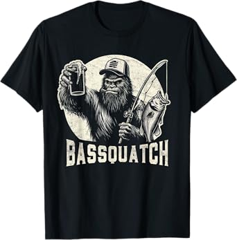 Bassquatch Sasquatch Men's Bass Fishing Bigfoot 80's Vintage T-Shirt