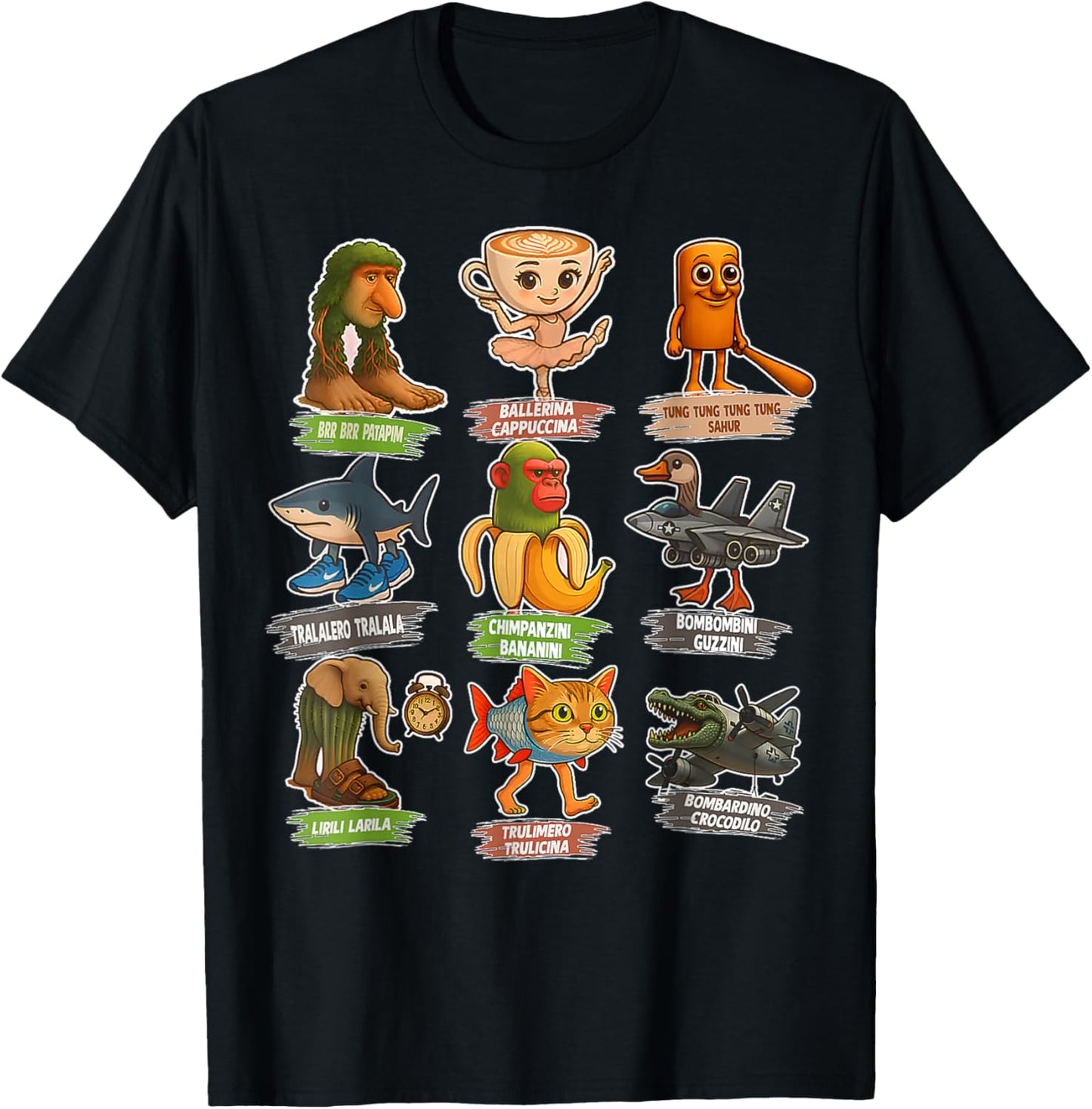 Italian Brainrot Meme Funny All Brainrot Animals Humor T-Shirt
