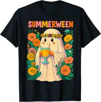 HUGvyn Halloween: Summerween Retro Ghost Beach Spooky Summer T-Shirt