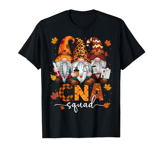 CNA Squad Gnome Nurse Leopard Thanksgiving Stethoscope T-Shirt