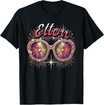 Elton First Name T With Glasses Personalized Vintage Tee T-Shirt