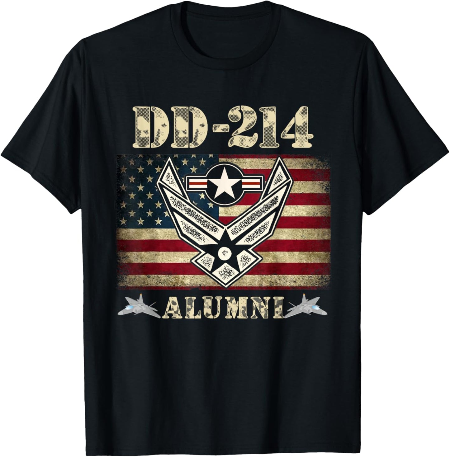 DD-214 Alumni Air Force Military Veteran American Flag USAF T-Shirt