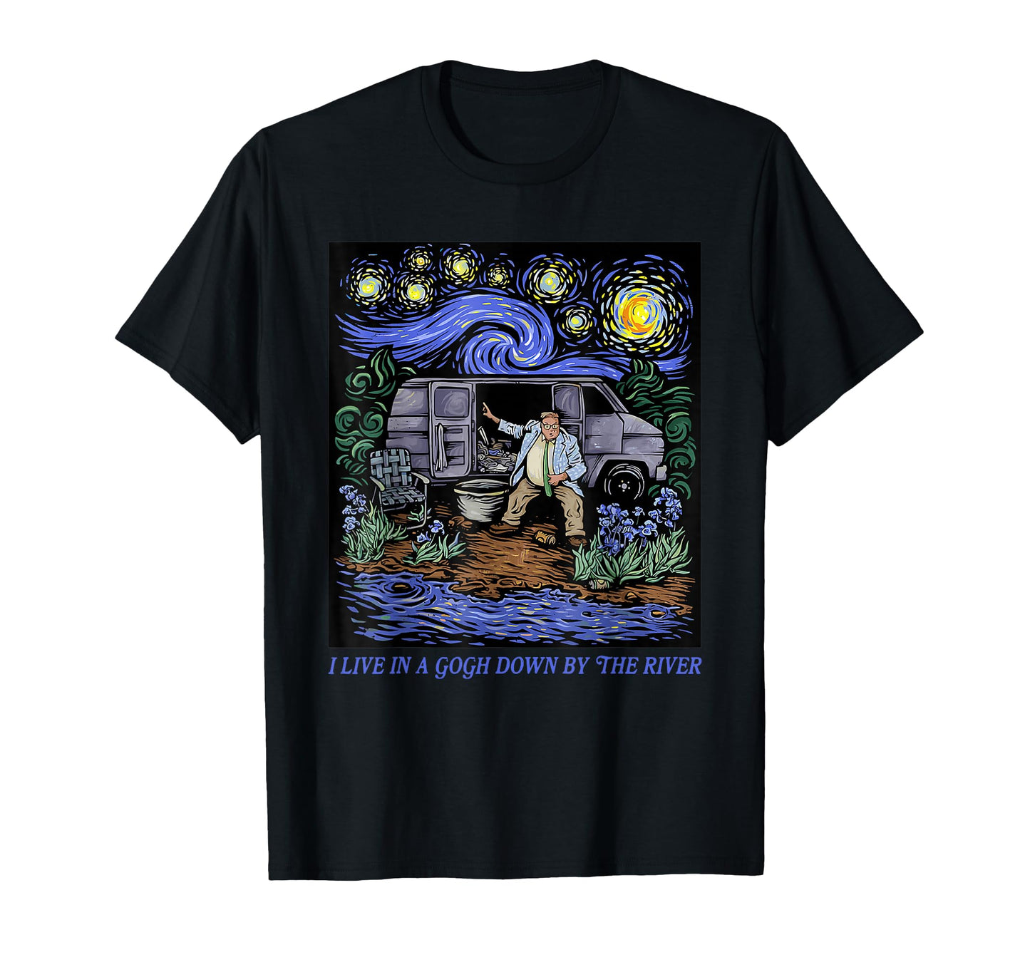 Vintage Design I Live In A Van-Gogh Down-By The River T-Shirt