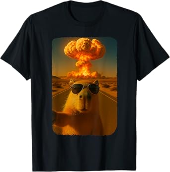 Cool Capybara Selfie Nuclear Explosion Test Site T-Shirt