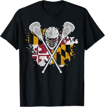 Maryland Lacrosse Lover Tee Maryland Flag Family Vacation T-Shirt