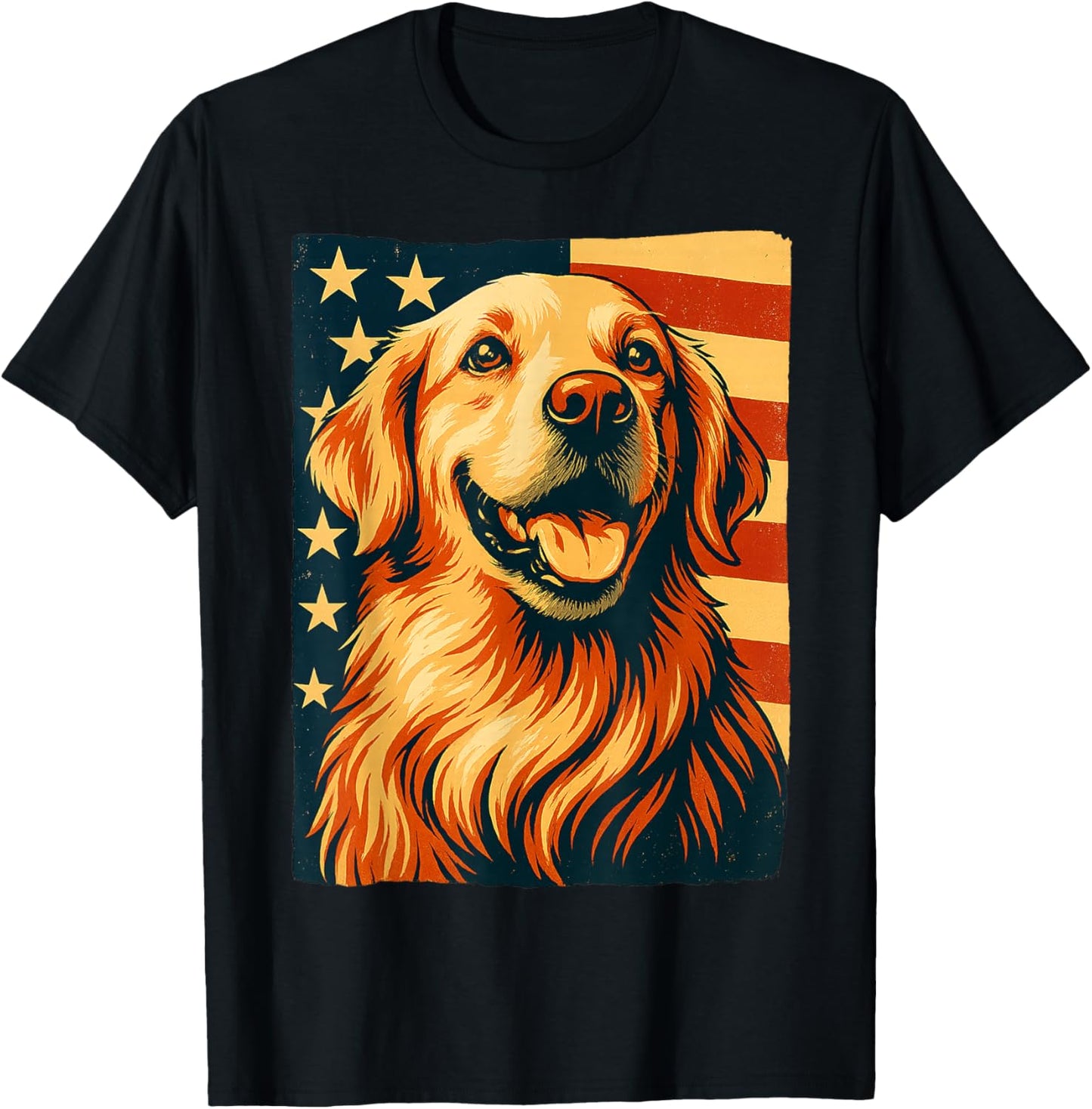 Golden Retriever 4th Of July American Flag T-shirt