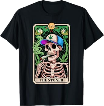 The Stoner Tarot Card Skeleton 420 Cannabis Weed Lover T-Shirt