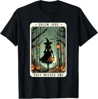 Salem 1692 Halloween Witch They Missed One Tarot Card Women T-Shirt