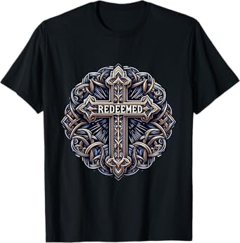 Redeemed Cross Mens Christian Jesus T-Shirt
