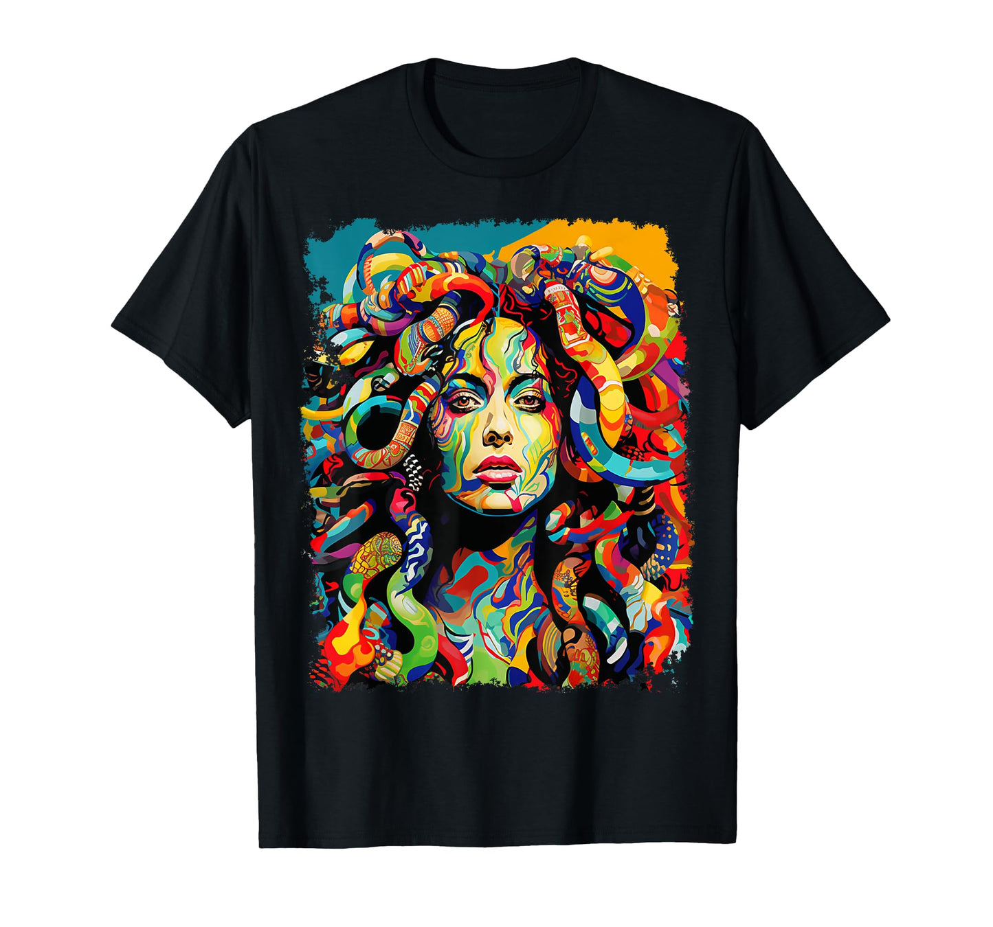 MythoThreads Women's Medusa Graphic T-Shirt - Black, Short Sleeve, Regular Fit, Small