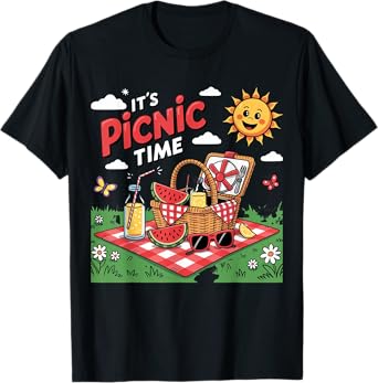 Funny It's Picnic Time A cartoon-style Matching Family T-Shirt