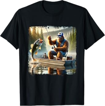 Funny Sasquatch Catch of the Day Bigfoot Fishing Adventure T-Shirt