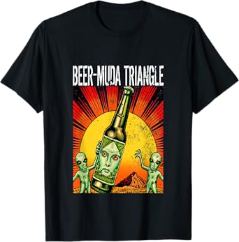 BEER MUDA TRIANGLE space Alien Bermuda Vintage Distressed T-Shirt