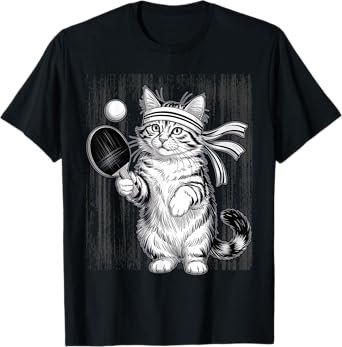 Funny Table Tennis Ping Pong Cat T-Shirt