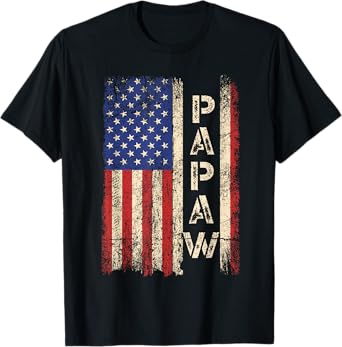 Papaw Grandpa US American Flag Shirt Grandfather Day T-Shirt