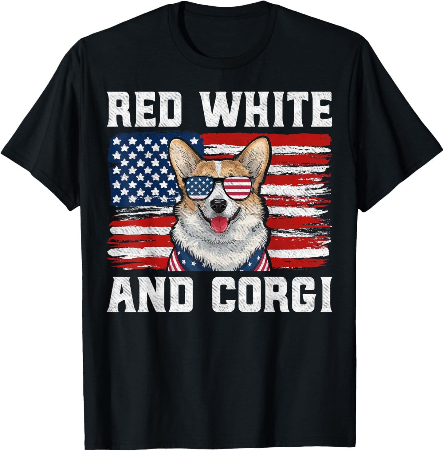 Red White And Corgi Usa Flag Patriotic Dog 4th Of July T-shirt