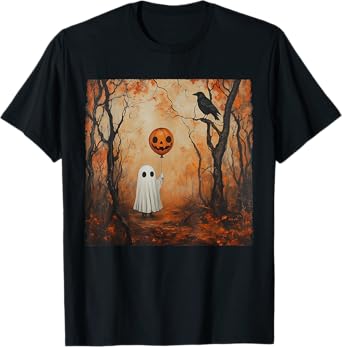 Vintage Ghost Pumpkin Gothic Halloween Ghost Spooky Season T-Shirt