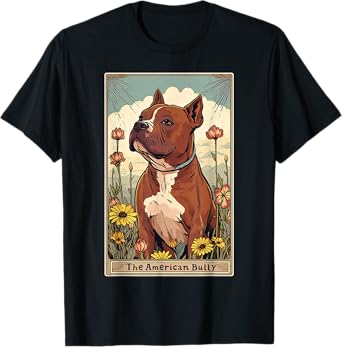 American Bully Tarot Card Floral Puppy Animal Dog Lover T-Shirt