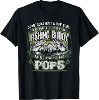 Mens My Fishing Buddy Calls Me Pops Shirt Fishing Dad Shirt