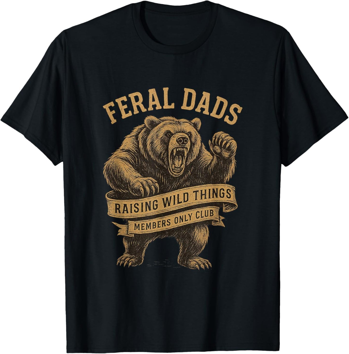 Vintage Feral Dads Club Funny Father's Day Dad Bear T-Shirt