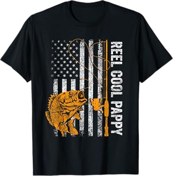 Reel Cool Pappy American Flag Fishing Fathers Day Men T-Shirt