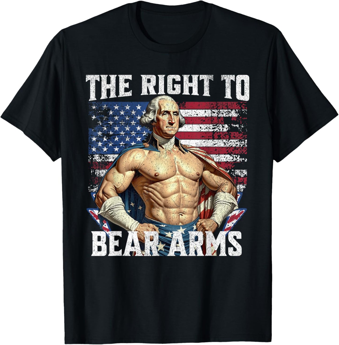 Bodybuilding 4th of July Dad USA Flag 2nd Bear Arms T-Shirt