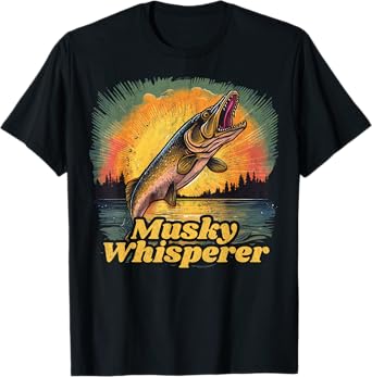 Musky Shirts and Musky Hoodies Musky Fishing T-Shirt, Unisex-Adults, Women, Short Sleeve, T-Shirt, Black, Small