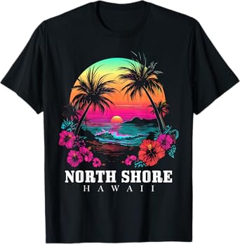 Surfer Souvenir North Shore Oahu Hawaii Hibiscus T-Shirt