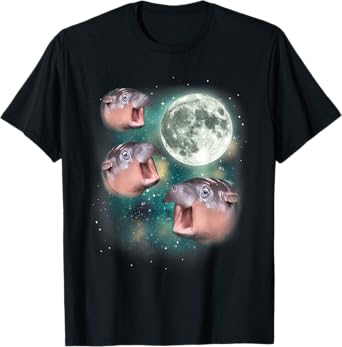 3 Moon-Deng | Baby Hippo Meme Funny Cute Hippopotamus Animal T-Shirt