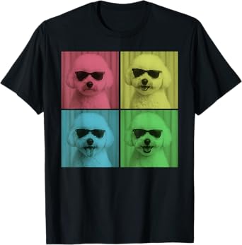 Bichon Frise Pop Art Funny Dog Lover Photo Booth T-Shirt for Men Women Kids
