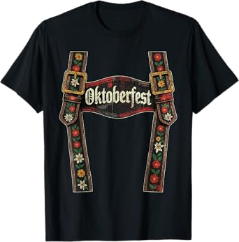 Oktoberfest Lederhosen Costume Cute German Bavarian Men Boys T-Shirt