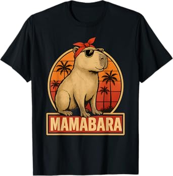 MamaBara Funny Capybara vintage mother's day capybara mom T-Shirt